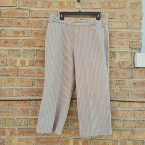 Dockers Ladies Pants Metro Capri, Ideal Fit Tan Pin striped, Size 16